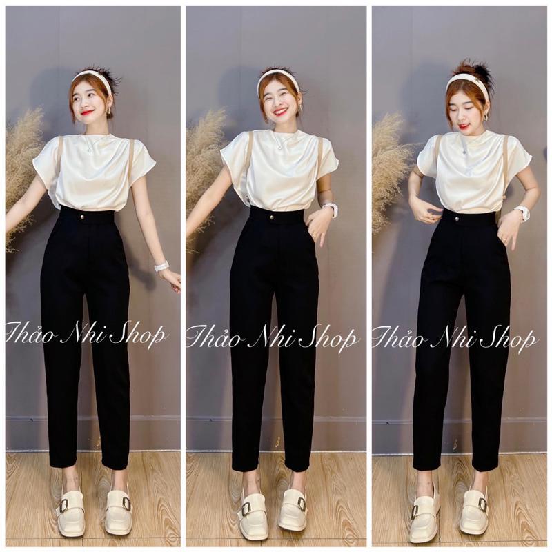 Quần tây quai đè nút bấm