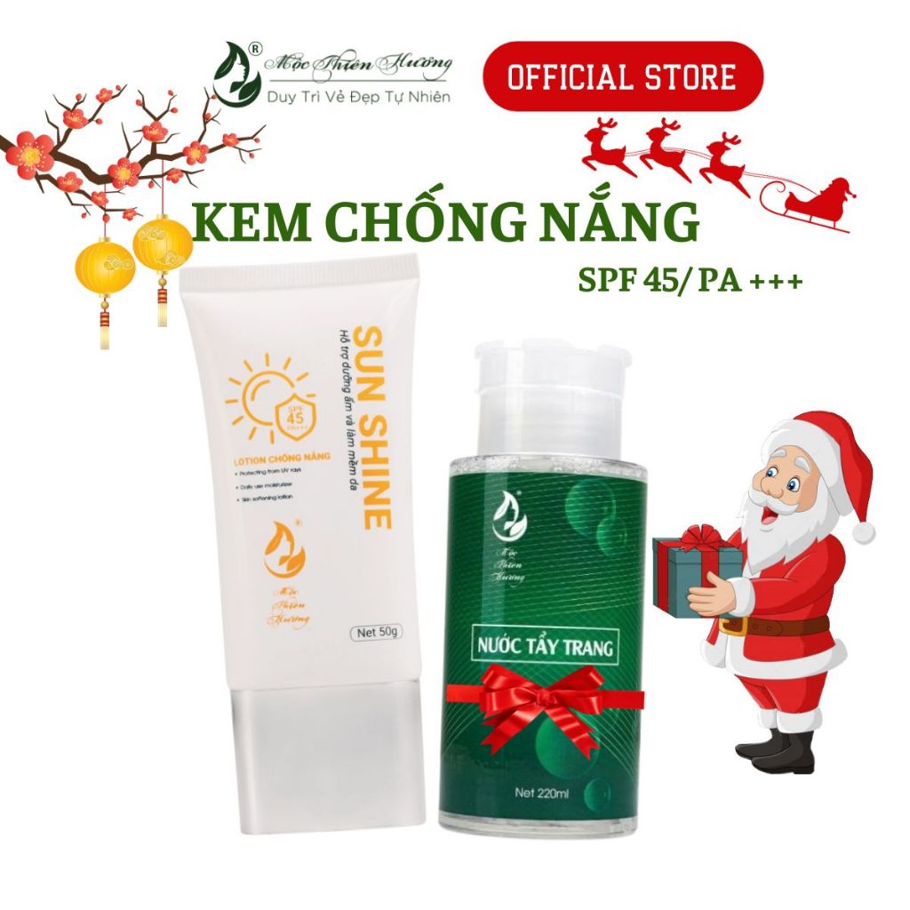 Kem Chống Nắng SPF45/PA+++ Bảo Vệ Da, Nâng Tone, Không Bết Rít, Kem Vật Lý Lai Hóa Học Sun Shine 50Gr | Mộc Thiên Hương