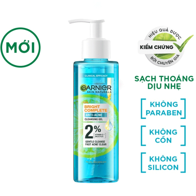 Sữa Rửa Mặt Garnier 3 Trong 1 Giảm Mụn & Sáng Da Bright Complete 3 In 1 Foam Anti Acne