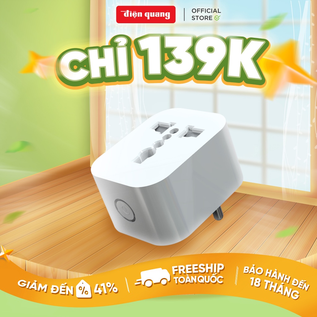 Ổ Cắm Thông Minh 2000W, Ổ Cắm Wifi Điện Quang - Tắt/mở từ xa bằng wifi, giọng nói, hẹn giờ tự động. BH 18 tháng