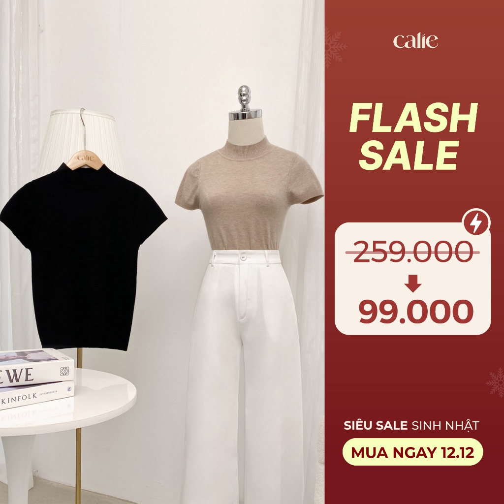 Áo len nữ chất len tăm mỏng cổ cao 3 phân 4 màu đa dạng CALIE AL130