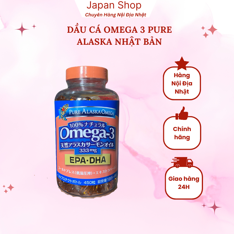 Dầu cá omega 3 Pure Alaska Nhật Bản Siêu Sale Kỉ Lục Kèm bill tươi Japan 2023