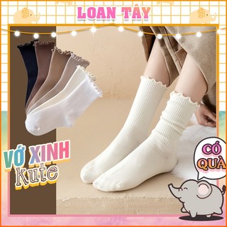 Tất Vớ Bắp Chân Style Hàn Cổ Nhúng Bèo Dễ Thương Màu Trơn L2461
