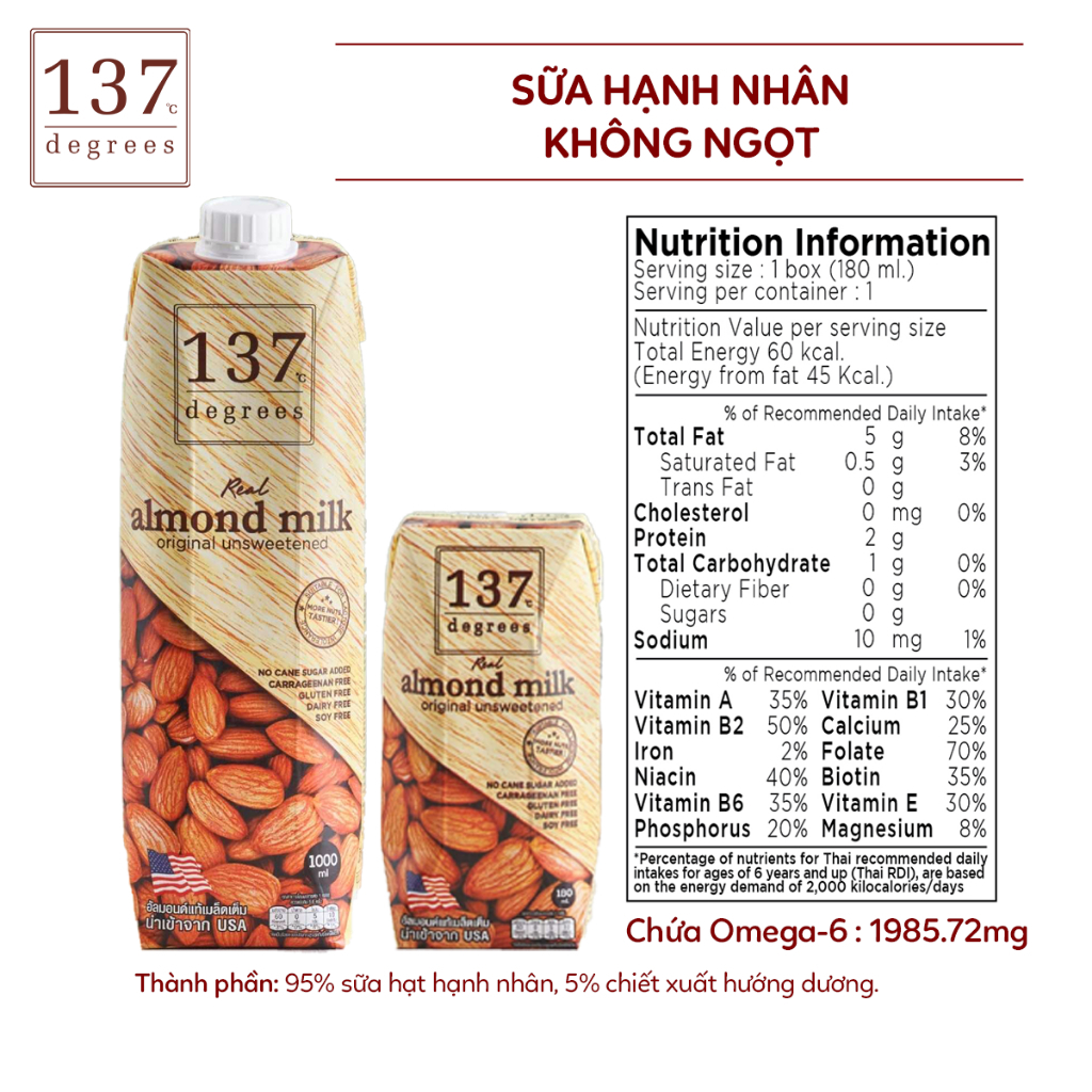 Sữa Siêu Hạt Nguyên Chất 137 Degrees 1000ml