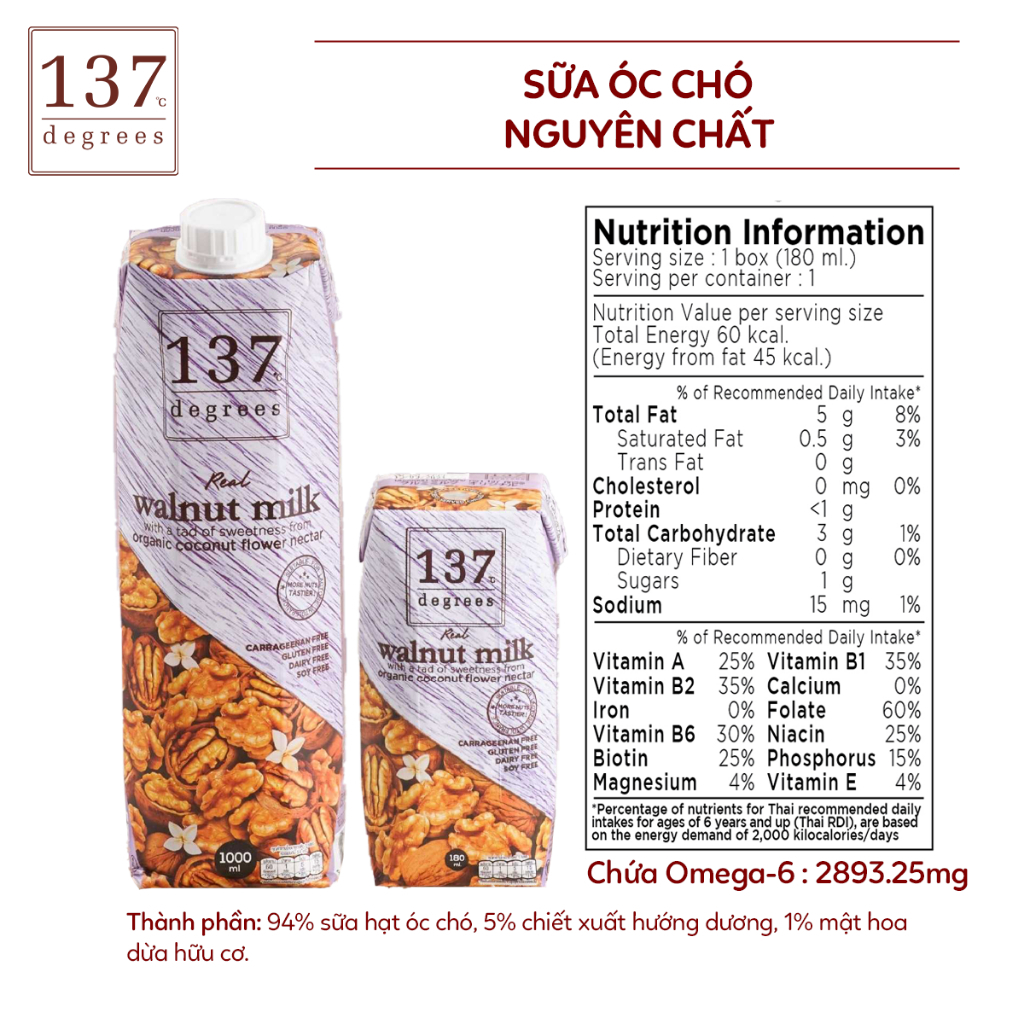 Sữa Siêu Hạt Nguyên Chất 137 Degrees 1000ml