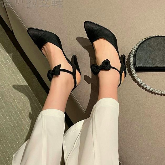 Giày cao gót quai nơ trước kiểu Mary Jane cho nữ thời trang thanh lịch