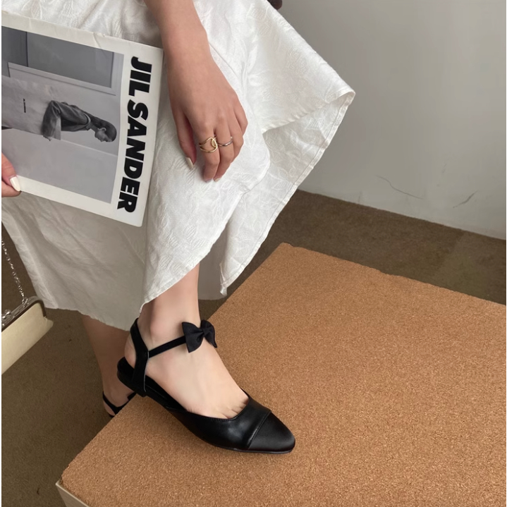 Giày cao gót quai nơ trước kiểu Mary Jane cho nữ thời trang thanh lịch