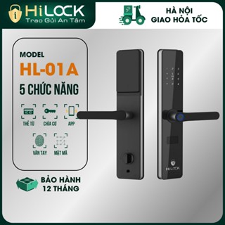Khóa cửa vân tay Model HL01A cảm biến vân tay siêu nhạy, thẻ từ, mật mã, chìa cơ  - mới 100% hilock