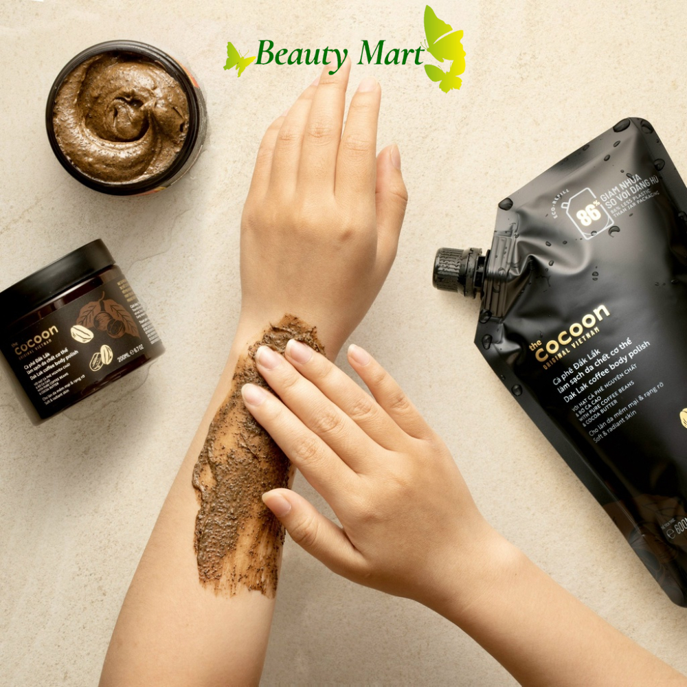 Tẩy da chết body Cocoon 600ml - Tẩy tế bào chết cocoon chiết xuất cafe giúp da trắng sáng và đều màu