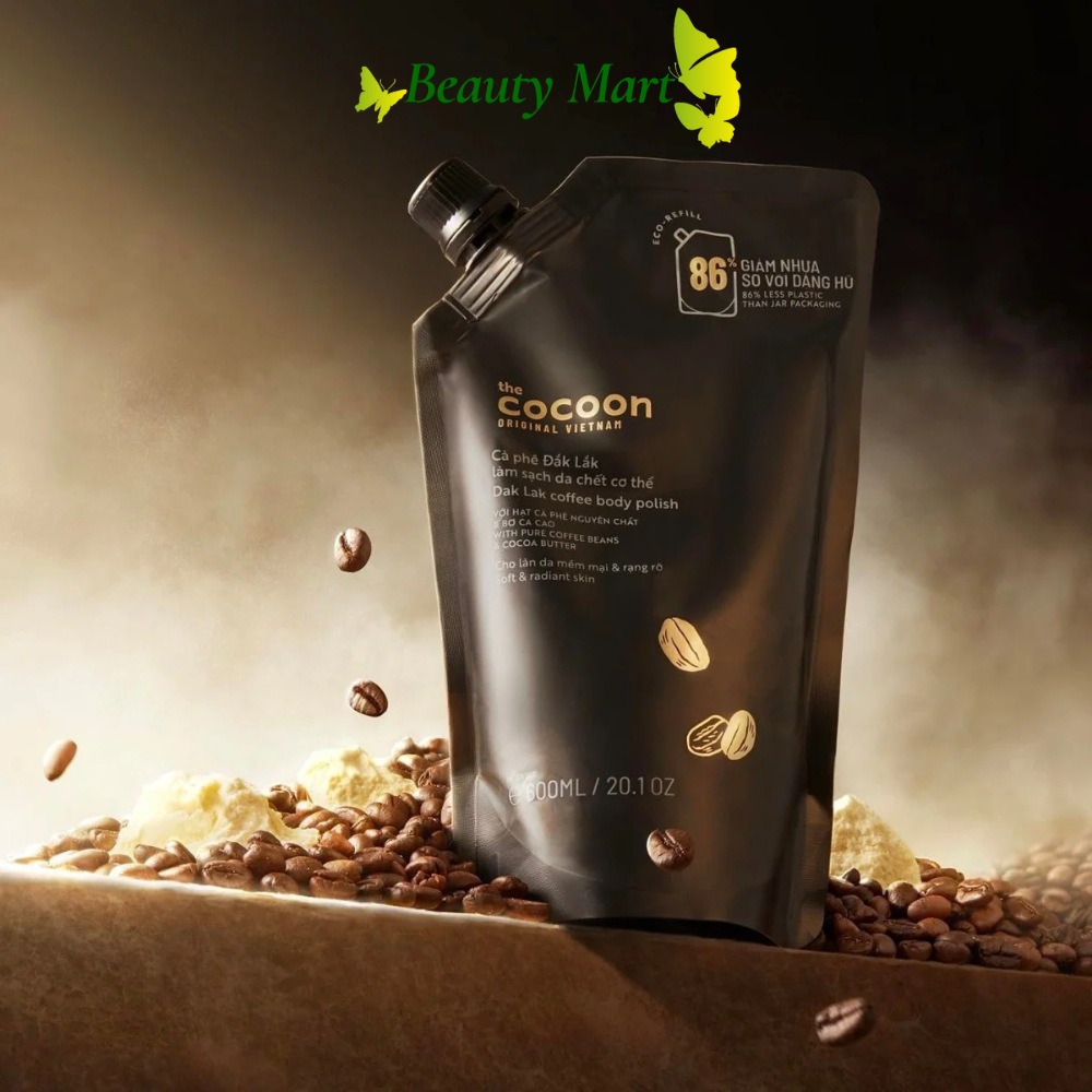 Tẩy da chết body Cocoon 600ml - Tẩy tế bào chết cocoon chiết xuất cafe giúp da trắng sáng và đều màu