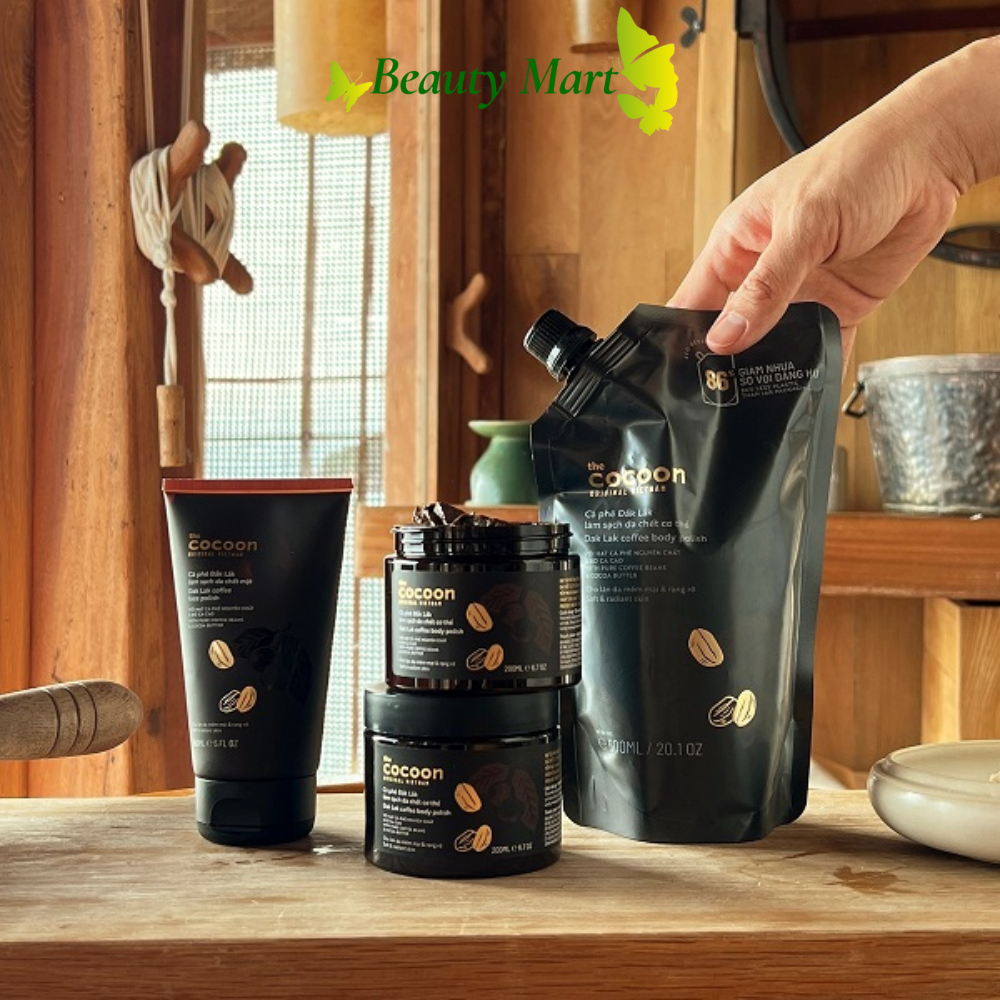 Tẩy da chết body Cocoon 600ml - Tẩy tế bào chết cocoon chiết xuất cafe giúp da trắng sáng và đều màu