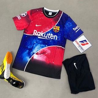 Bộ quần áo bóng đá CLB Barca galaxy đỏ xanh thun mè CV FLG cup C1