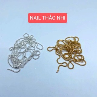 Dây bi vàng bạc, phụ kiện trang trí móng nail thao nhi