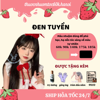 Thuốc nhuộm tóc màu Đen Thuần, Đen Tuyền, Đen Tự Nhiên hạ nền kèm trợ dưỡng găng tay thuocnhuomtoc60k.hanoi