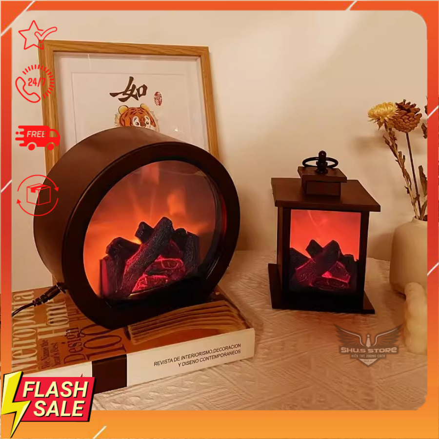 Đèn LED Giả Lửa Trang Trí Phong Cách Retro Thu Đông Làm Đèn Phòng Ngủ, Phòng Khách Tạo Cảm Giác Ấm Cúm