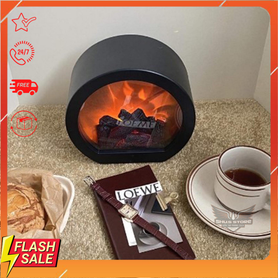 Đèn LED Giả Lửa Trang Trí Phong Cách Retro Thu Đông Làm Đèn Phòng Ngủ, Phòng Khách Tạo Cảm Giác Ấm Cúm