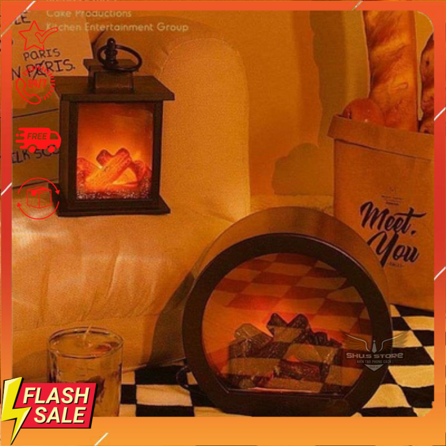 Đèn LED Giả Lửa Trang Trí Phong Cách Retro Thu Đông Làm Đèn Phòng Ngủ, Phòng Khách Tạo Cảm Giác Ấm Cúm