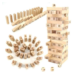 Đồ chơi rút gỗ số 54 thanh gỗ beech lớn cao cấp an toàn cho trẻ, board game giải trí