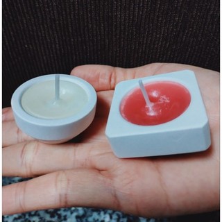 1 vỏ đế nến tealight bằng thạch cao lòng đựng 3cm