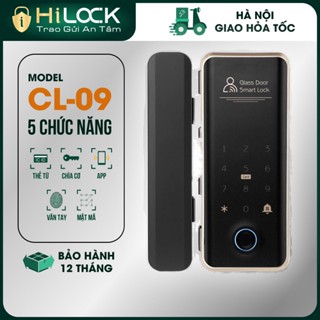 Khóa cửa vân tay kính cường lực CL09 thông minh App Ttlock vân tay, mật mã, thẻ từ hilock _Tuya