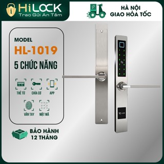 Khoá cửa vân tay HL1019  , cửa nhôm, nhôm xingfa, nhựa lõi thép, cửa bản mỏng nhỏ dùng APP TTlock