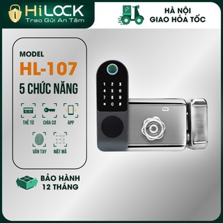 Khóa cửa vân tay thông minh HLO107 cho cửa gỗ, cửa sắt, cửa cổng. mở khóa vân tay, mã số, thẻ từ..