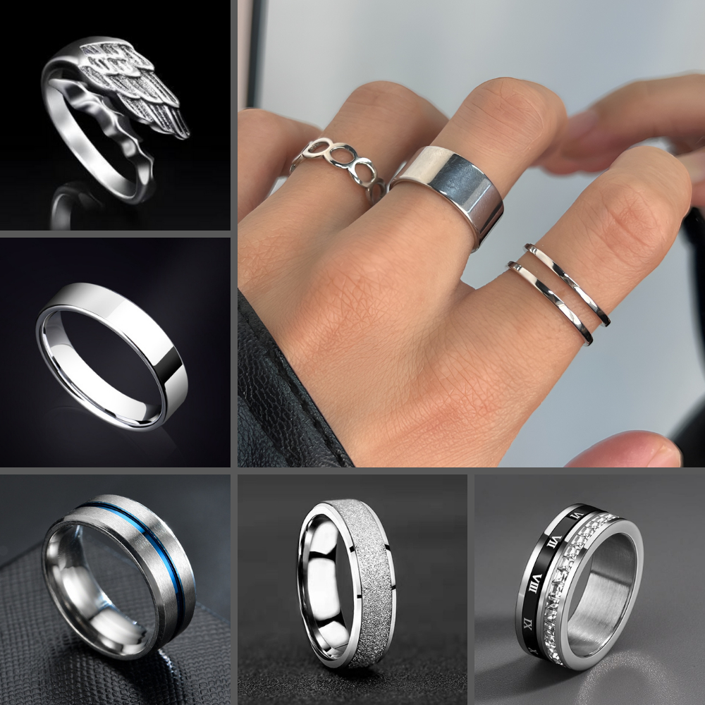 Nhẫn Titan Nam Cá Tính, Nhẫn Nam Thời Trang Nhiều Kiểu Lựa Chọn Karin Accessories ( Màu Bạc )