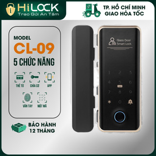 Khóa cửa vân tay thông minh cửa kính cường lực CL09 thông minh App Ttlock vân tay, mật mã và thẻ từ.