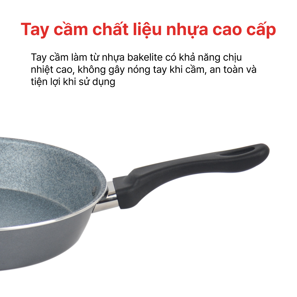 Chảo Cạn Vân Đá Bếp Từ Siêu Bền 24, 26 28cm,  HAPPYCOOK