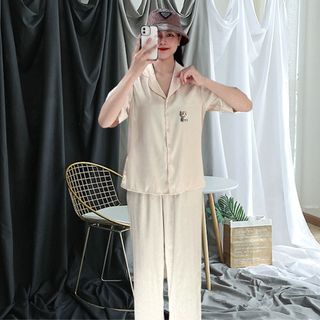 Bộ đồ mặc nhà nữ, pijama vải Ánh Kim N9B in hình cute set đồ tay ngắn quần dài