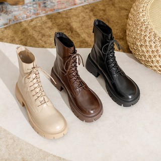 Giày bốt nữ Chelsea Boots đế cao 6p kiểu dáng bốt chiến binh - MS0047