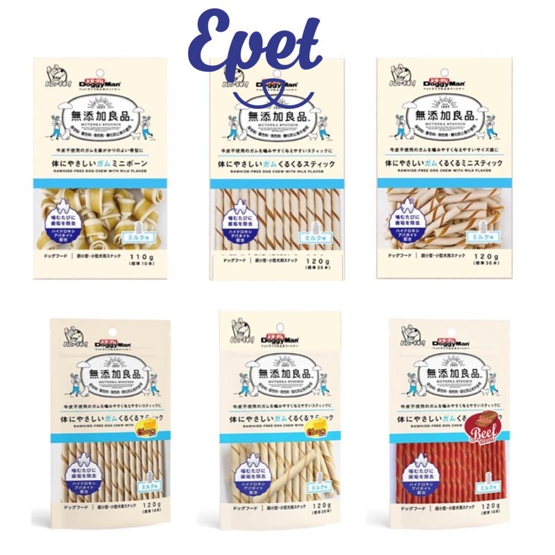 Snack Que/Xương Gặm Sạch Răng Cho Chó Vị Sữa, Phô Mai DoggyMan 120g