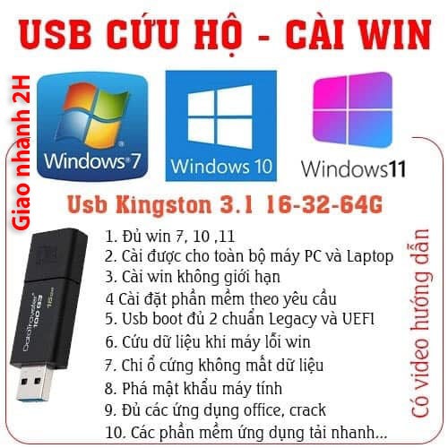 USB cài Win7-10-11 - Chỉ cần Next Next là xong freeship