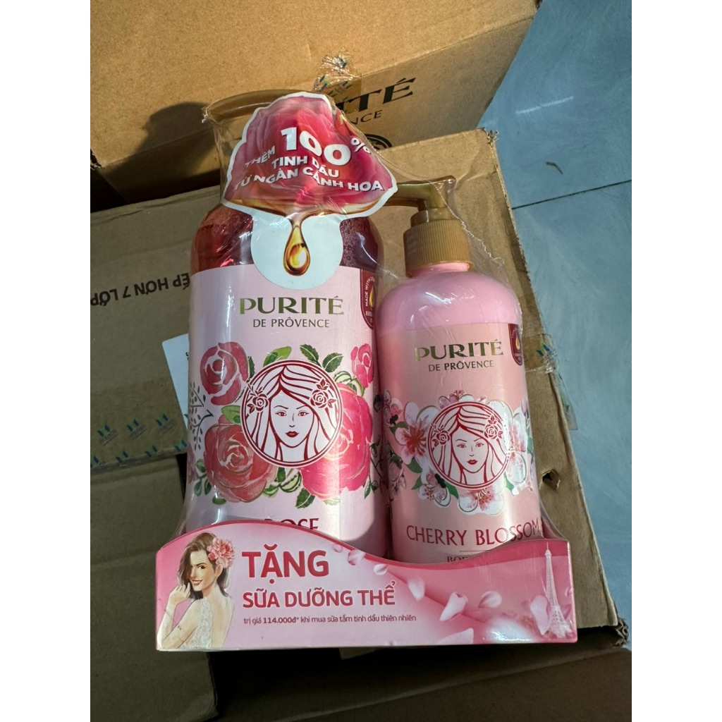 Combo sữa tắm Purite Anh Đào/ Hoa Hồng