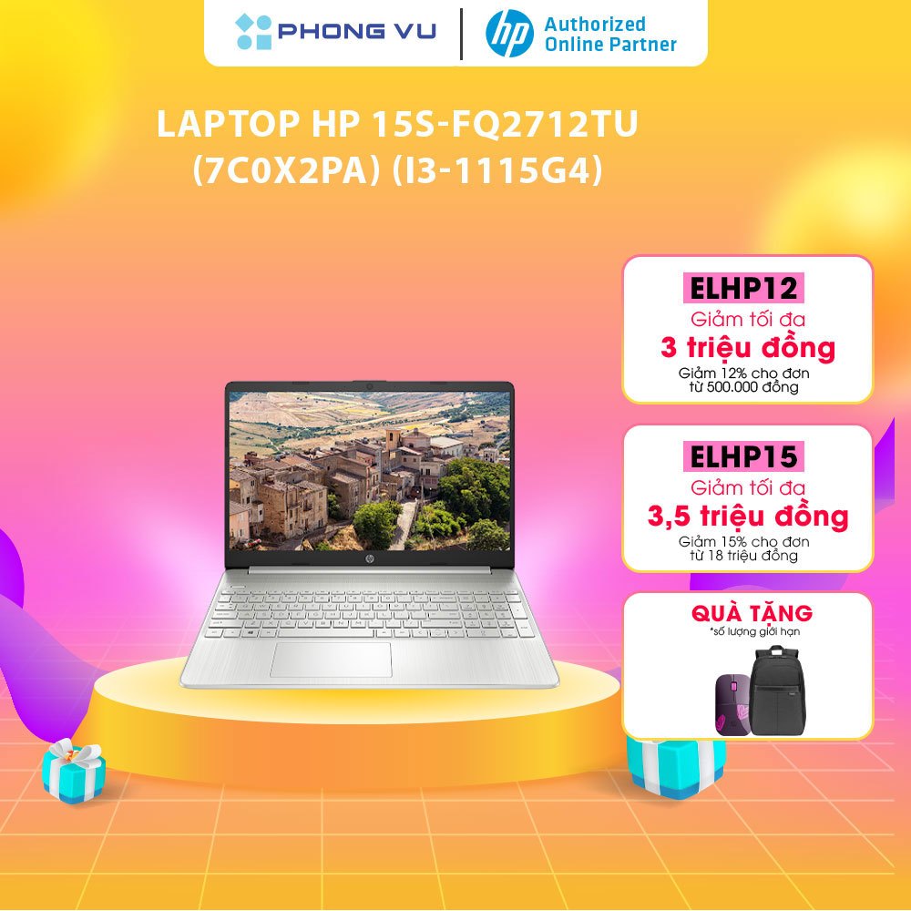 Laptop HP 15s-fq2712TU (7C0X2PA) (i3-1115G4) (Bạc) - Bảo hành 12 tháng