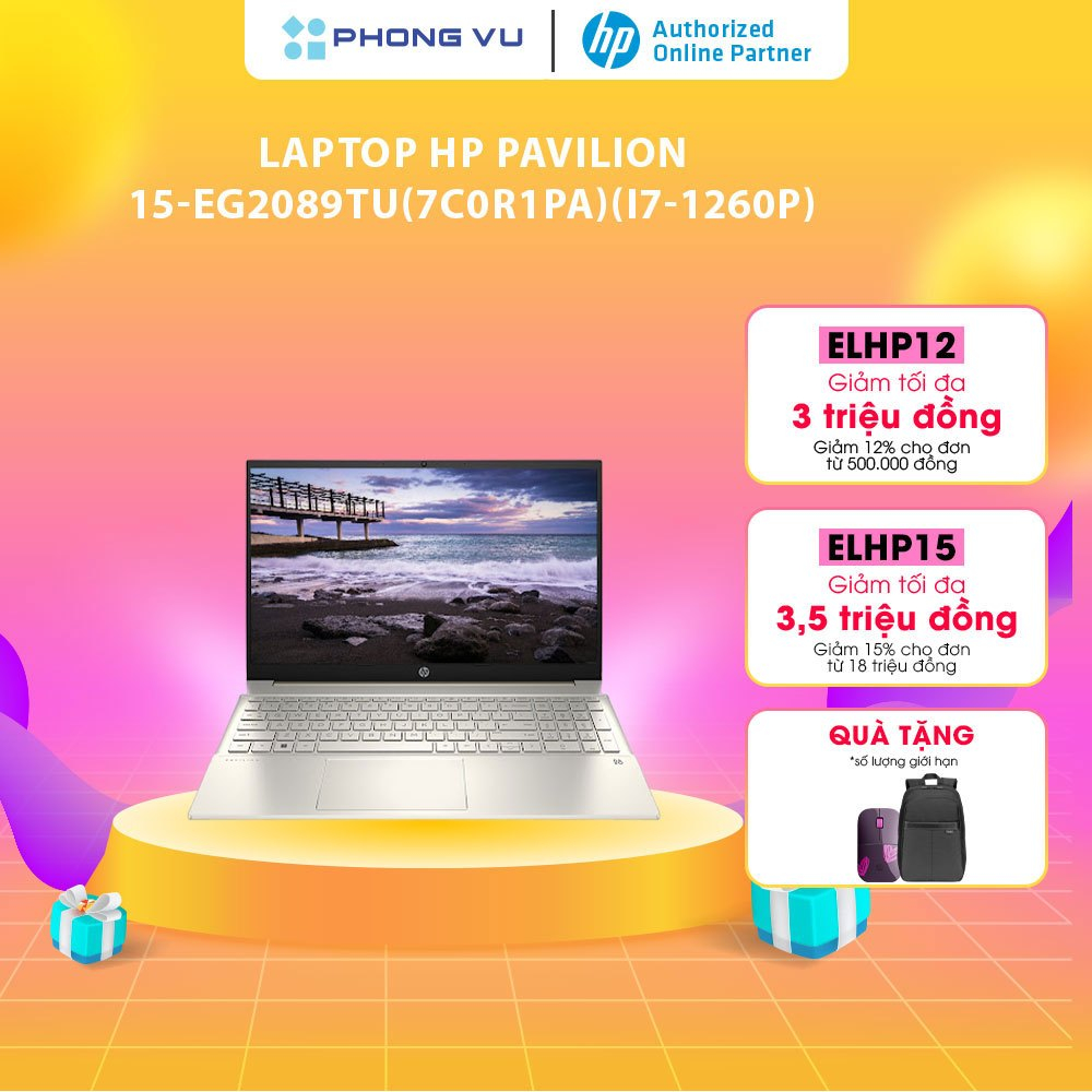 Laptop HP Pavilion 15-eg2089TU (7C0R1PA) (i7-1260P) (Vàng) - Bảo hành 12 tháng