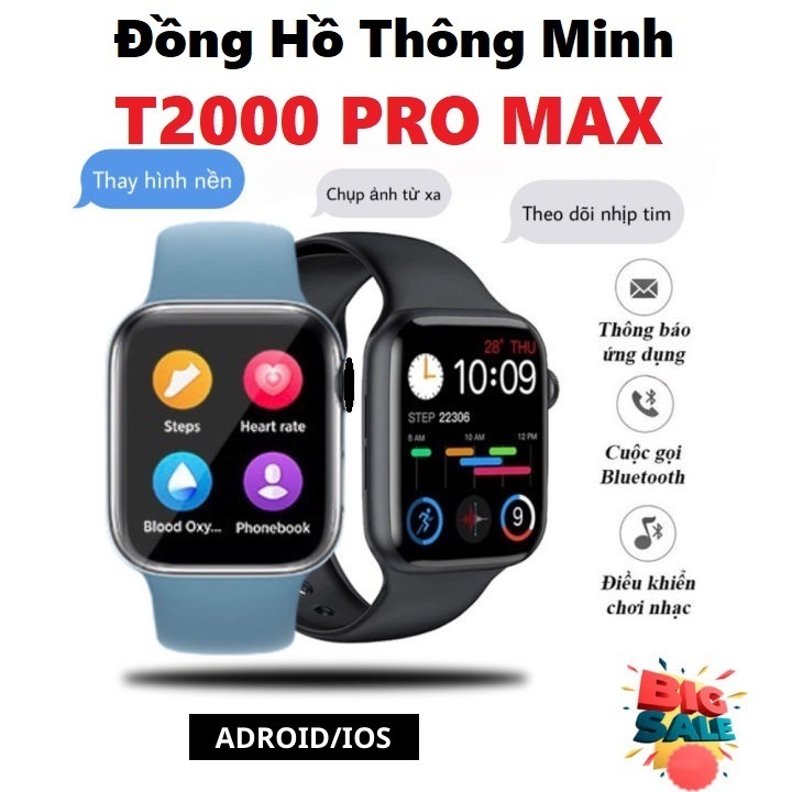 Đồng Hồ Thông Minh Nam Nữ K10/T2000/T800 Promax,Bluetooth 5.0 Đo Nhịp Tim,Nghe Gọi Kết Nối Điện Thoại