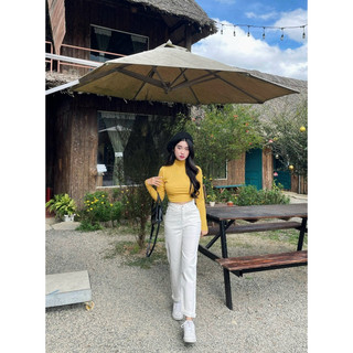 Áo croptop tay dài gân 6M