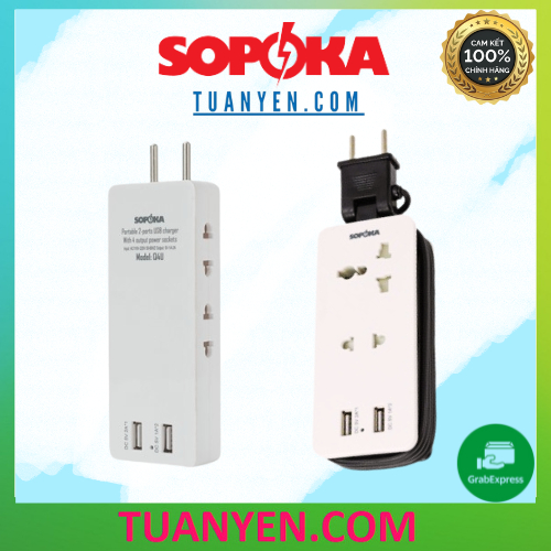 Ổ cắm điện thông minh Q2U - Q4U SOPOKA 2200W - Tích hợp cổng USB, dây quấn gọn tiện lợi du lich - Chính Hãng