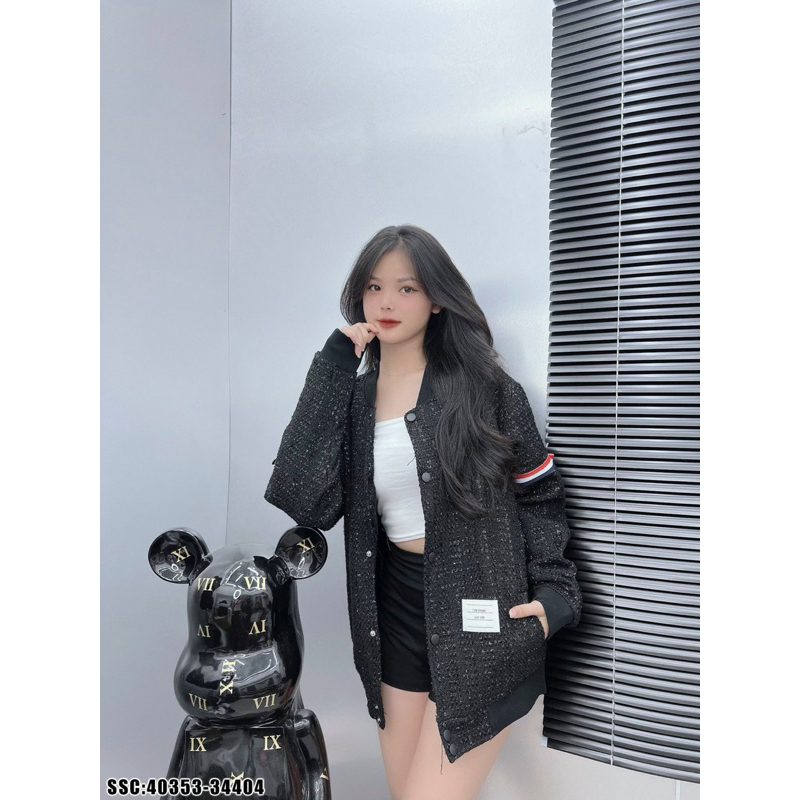 Áo khoác Dạ Teddy kim tuyến nhũ full ảnh thật - Áo Khoác Bomber Kim Tuyến Phối Vai Da Hàng Loại 1 Chất lượng cao
