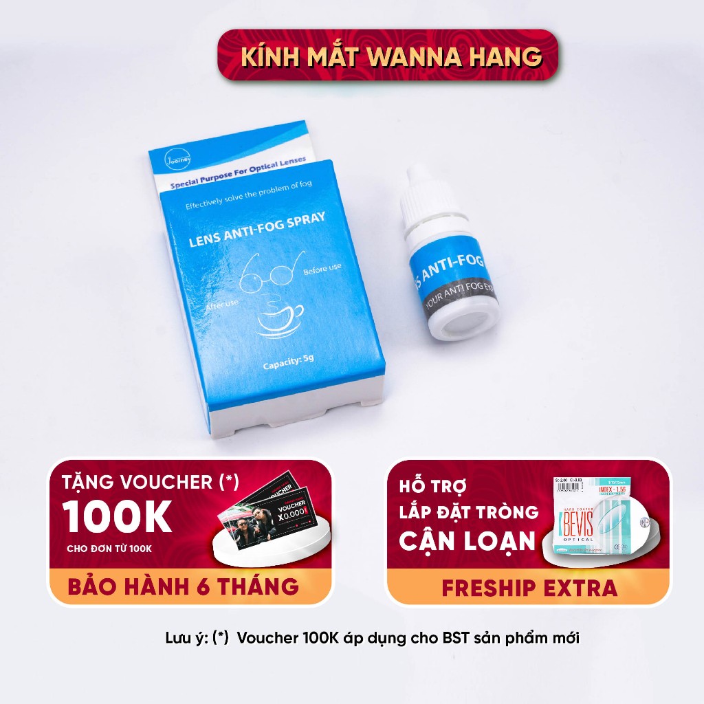 Dung dịch chống mờ kính Lens Nano Anti-Fog Spray hiệu quả 100% chống bám hơi nước trên kính mắt 5g Wanna Hang- PK-07