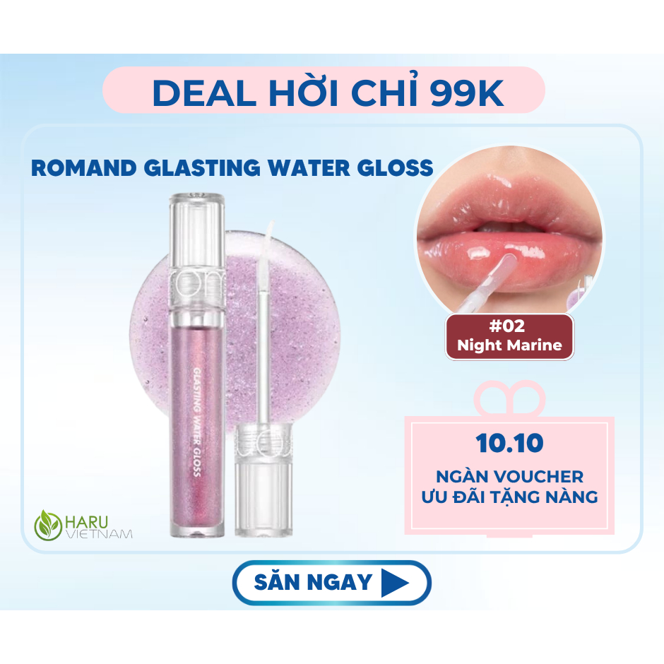 Son Bóng Romand Glasting Tint - Son Bóng Dưỡng Môi Haru Beauty Cho Đôi Môi Căng Mọng Bền Màu, Lâu Trôi
