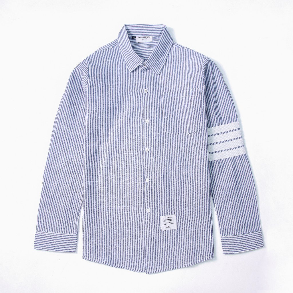 Áo sơ mi nam vải lụa thái cao cấp thêu họa tiết kẻ sọc thời trang mẫu mới giá rẻ chuẩn shop Quang Luxury