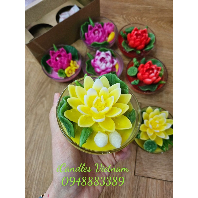 Bát nến hoa sen súng B24 (đường kính bát 9cm, thắp liên tục 24h)