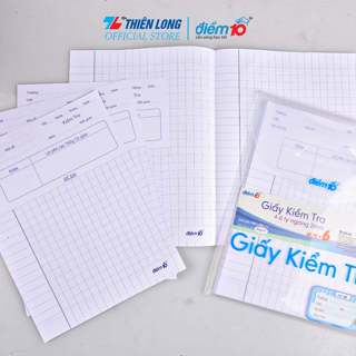 Bộ giấy kiểm tra Thiên Long Điểm 10 đa dạng kiểu dáng, 4 ô ly vuông, 5 ô ly vuông, kẻ ngang (20 tờ đổi và 6 tờ đơn)