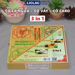 Bộ cờ 3 trong 1 gồm cờ cá ngựa, cờ vây, cờ caro - đồ chơi board game chính hãng liên hiệp thành - liclac