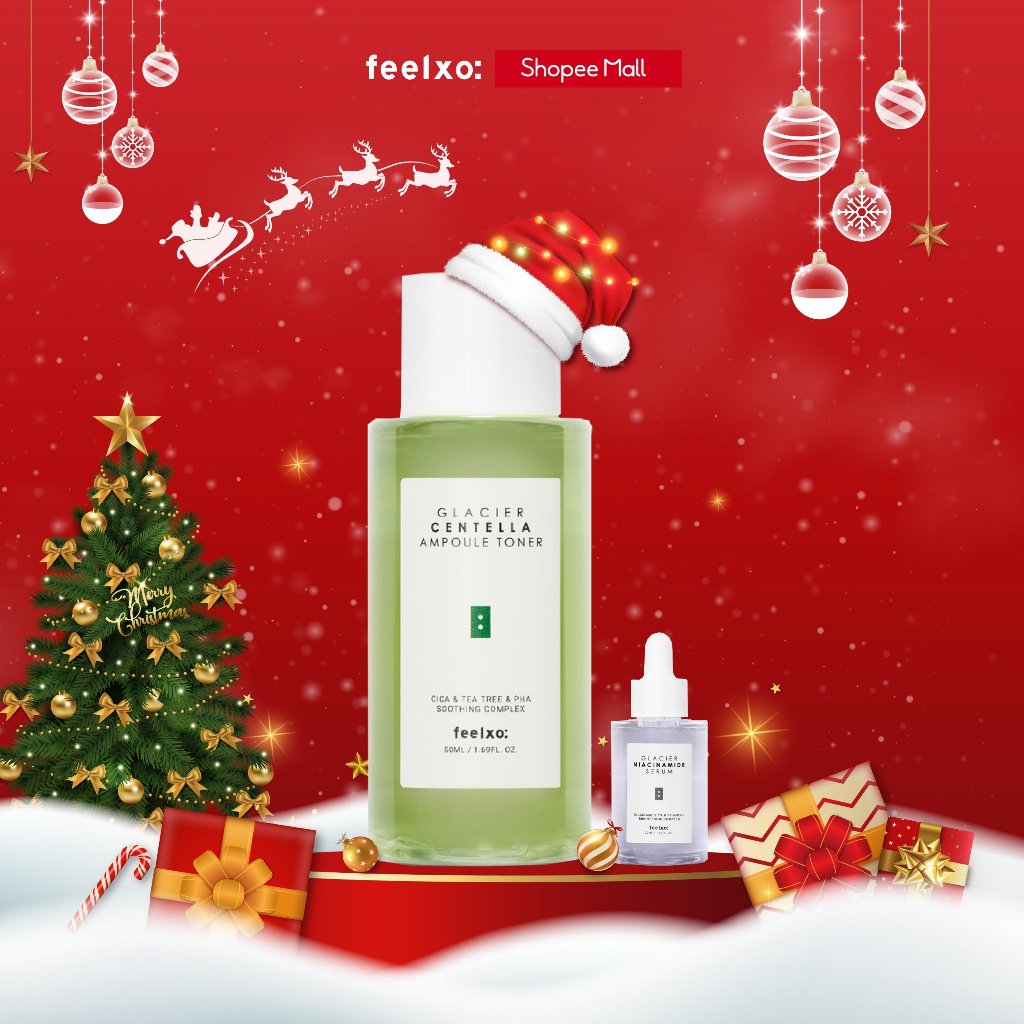 Combo Nước hoa hồng Feelxo Centella Ampoule 20ml+ Serum sáng da Niacinamide giúp cân bằng độ ẩm và trắng da