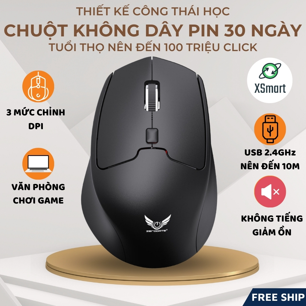Chuột Không Dây Máy Tính Wireless T35 Pin Sạc Dùng 30 Ngày, Kết Nối USB 2.4Ghz Nên Đến 10M Cho Máy Tính Laptop