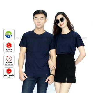 Áo Thun Màu Xanh Đen Thoitrang24h Xanh Than Vải Dày Đẹp Cho Nam Và Nữ