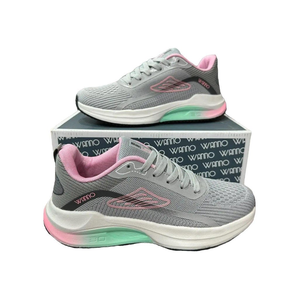 Giày Sneaker Nữ Wn243 Xám, Giày Thể Thao Vải Lưới Thoáng Khí